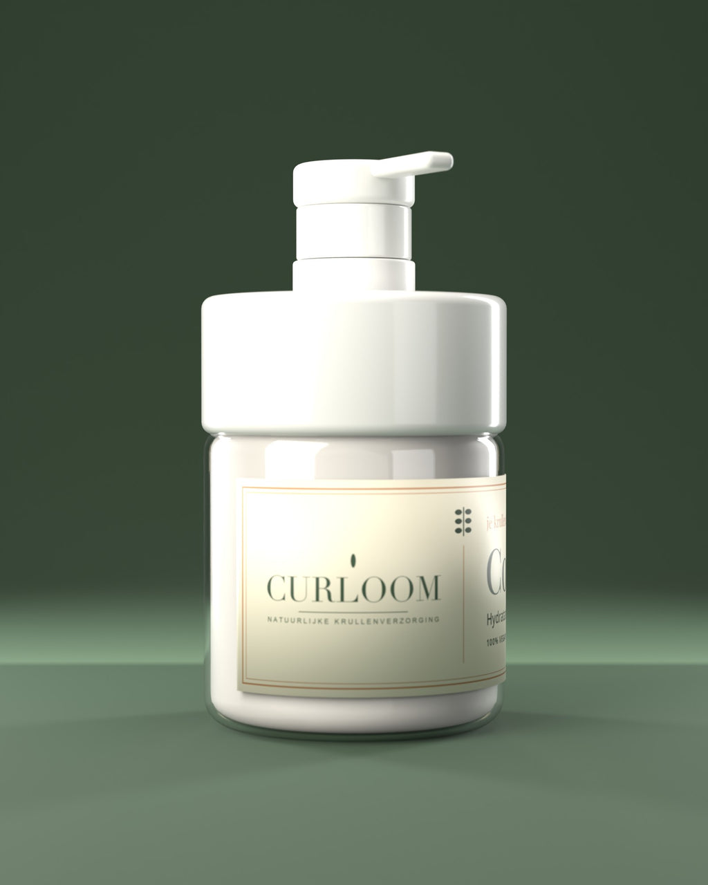 Curloom Après-shampooing – côté avec le logo Curloom, soin naturel des boucles