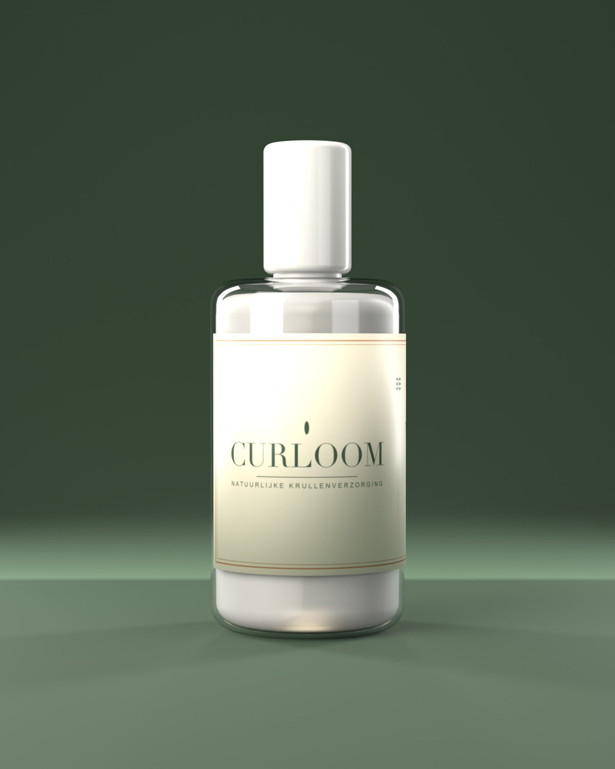 Curloom leave-in spray – zijkant met Curloom-logo, natuurlijke krullenverzorging